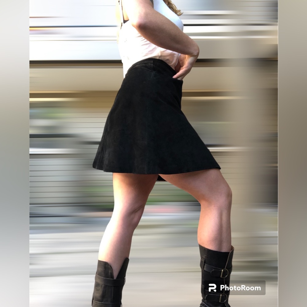 Real leather M, L a-line vintage miniskirt!